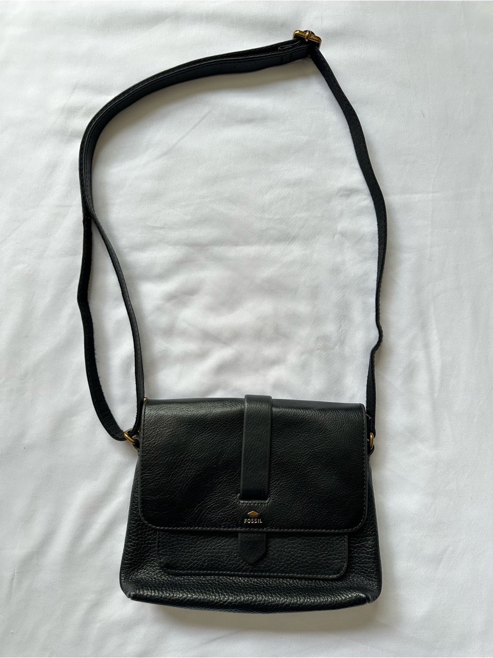Fossil Black Cowhide Leather Crossbody